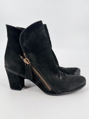 Bueno Black Suede Zipper Heel Boots 38 Steampunk Boho
